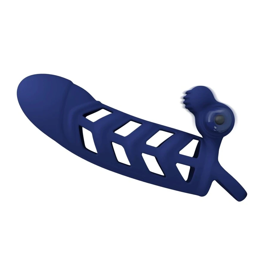 PRETTY LOVE - ALTAF ANNEAU VIBRATEUR AVEC GAINE EN SILICONE BLEU